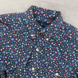 Polo Ralph Lauren Mens Floral Button Down Shirt Navy Blue Cotton Size S